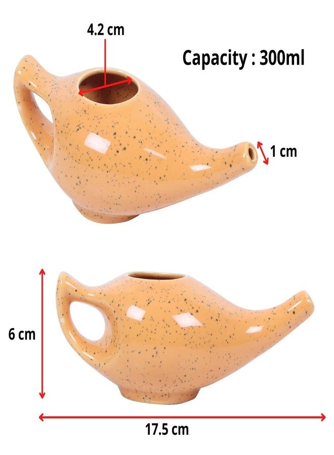 WHOLELIFEOBJECTS Leak Proof Durable Porcelain Ceramic Neti Pot Hold 230 Ml Water Comfortable Grip with 10 Sachet Neti Salt | Eco Friendly Natural Treatment for Sinus & Congestion (Mustard) - Image 3
